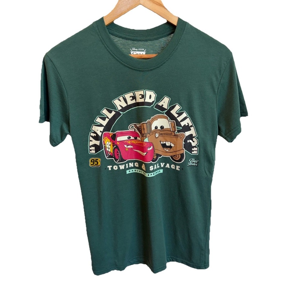 Disney Cars Lightening McQueen & Mater Rare Graphic Tee Adult Size Small